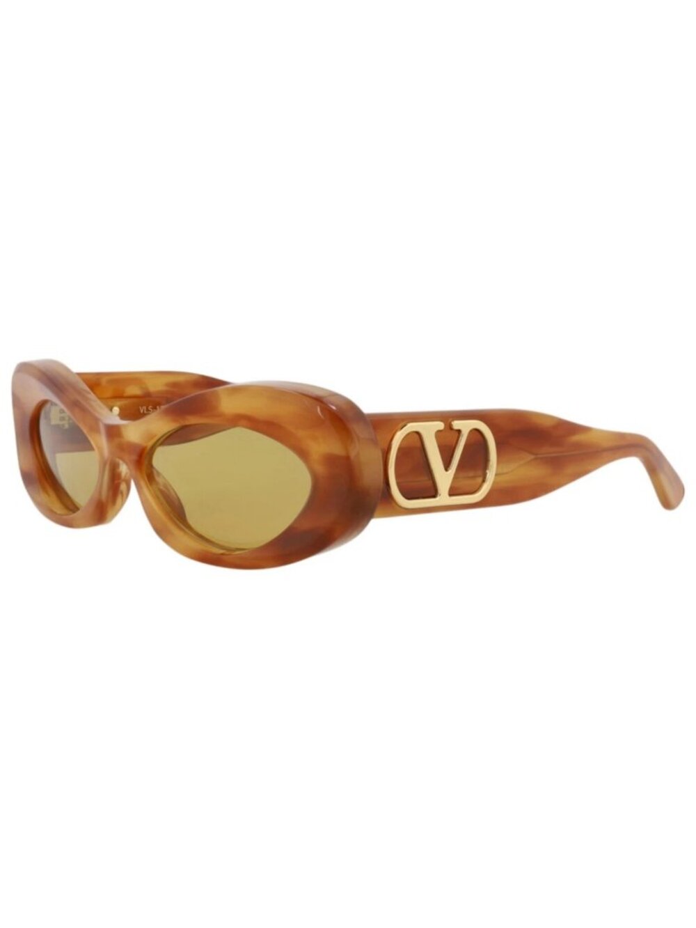 New Valentino Women's Sunglasses Round Oval Acetate Frame Havana Havana Amber